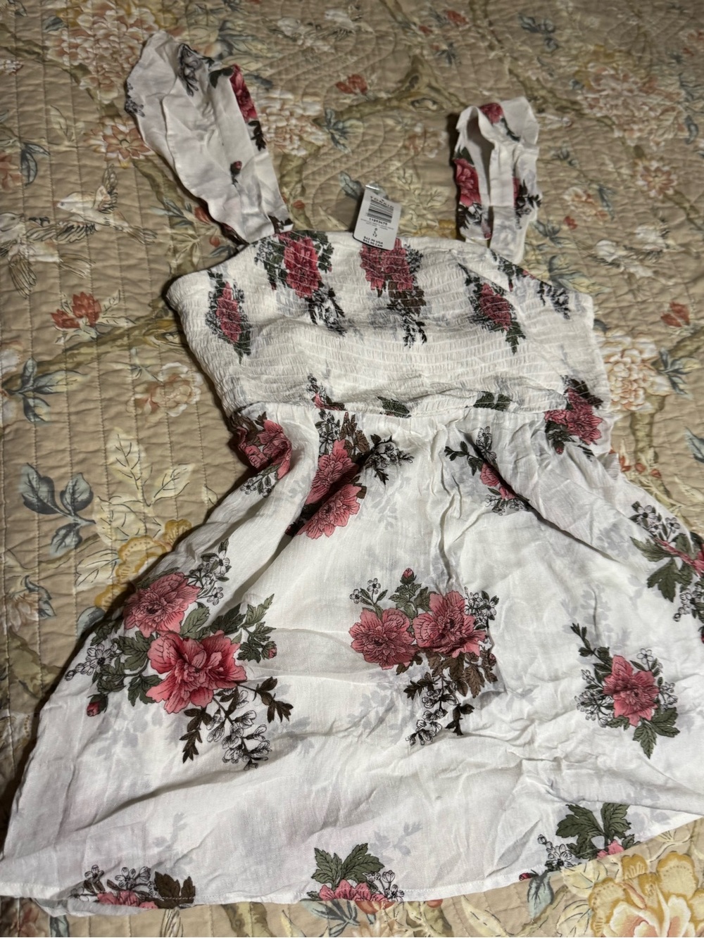 torrid White Floral Tank Dress with Pink Rose Print